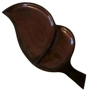 MCM, Vintage Solid Mahogany Divided Serving Tray.